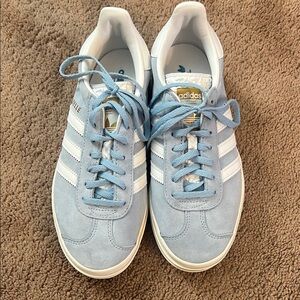 adidas Light Blue Sneakers gazelle platform with Suede Upper and White Accents